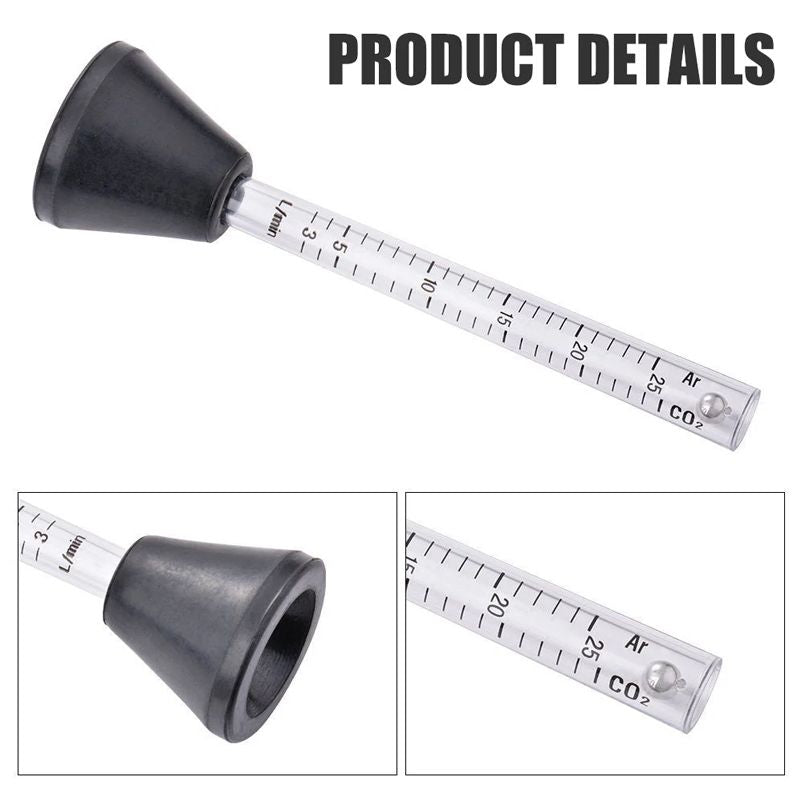 Exit Gas Shielded Welding Gun Gas Flow Meter Argon Carbon Dioxide Double Scale 25L/min