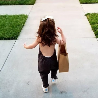 Girls' Soft Casual Backless Jumpsuit